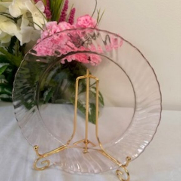 Vintage Arcoroc France Swirl‎ Pink Glass Dinner Plate Elegant French Tableware - Picture 2 of 5